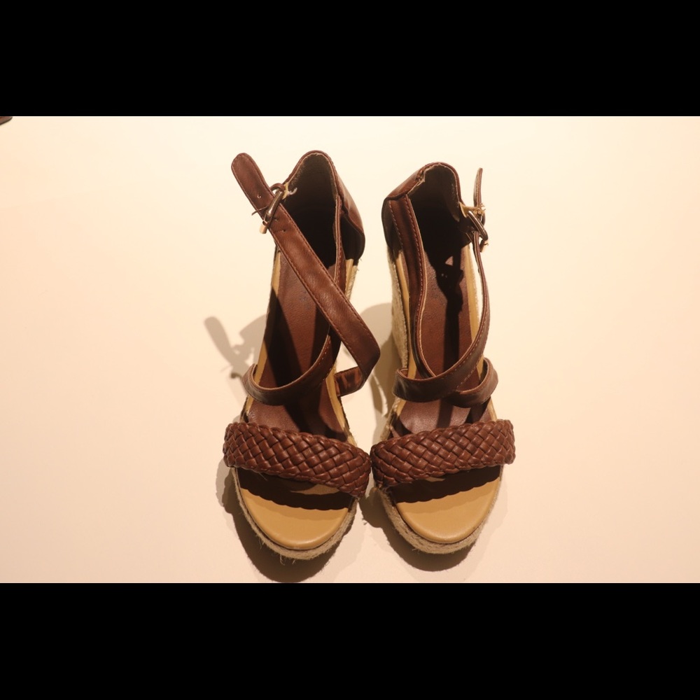 Brown Braided Francesca’s Wedges